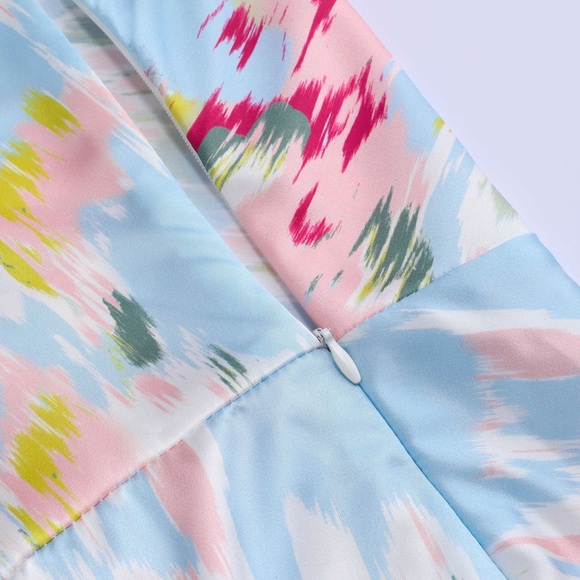 Illusion Floral Ruched Cowl Neck Midi Dress | Size XS - Picture 7 of 8